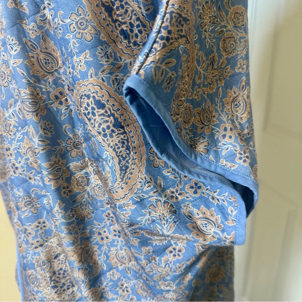 J. Jill NWT Women's Reversible Open Front Blue Floral Print Quilted Cardigan S-L - Picture 6 of 9